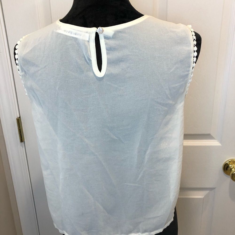Forever Young sheer crocheted sleeveless cream top - Picture 9 of 10